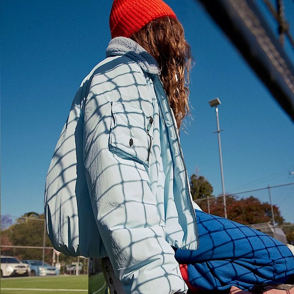 NEW Free People Outpost Bomber Jacket In Boardwalk Blue - Picture 1 of 16